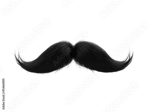 Black mustache isolated on a white background. PNG transparent.