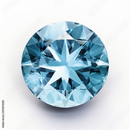 beautiful and sparkling blue aquamarine gemstone with beautiful cut on white background