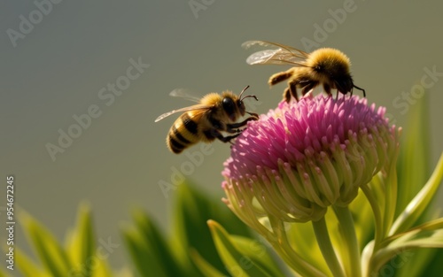 Des abeilles butinent une fleur remplie de pollen