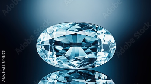 beautiful and sparkling blue aquamarine gemstone with beautiful cut on dark background