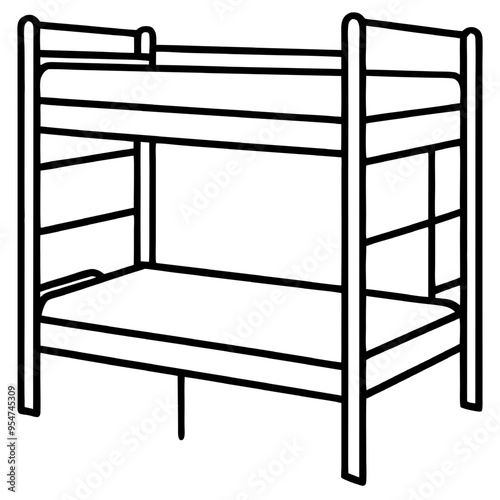 Simple Bunk Bed Illustration: A minimalistic and clean line drawing of a bunk bed, perfect for children's books, educational materials, or home decor. 