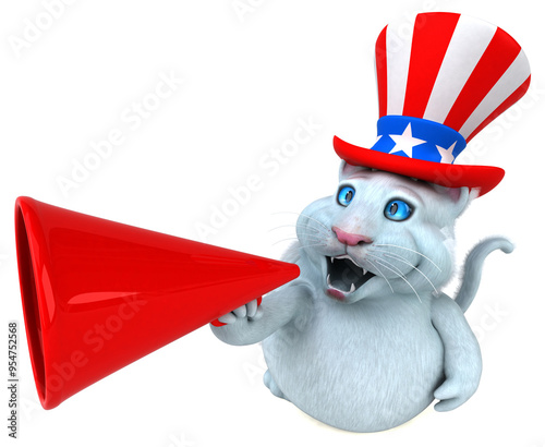 Fun 3D cartoon cat with an uncle sam hat