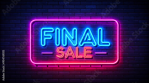 Neon Final Sale Sign On Brick Wall.