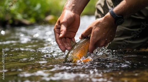 Releasing a Trout Back into the Stream