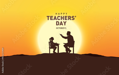 Happy Teacher's day concept vector illustration background. Creative teacher's day vector education concept.