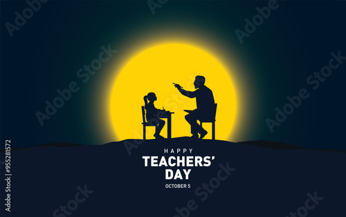 Happy Teacher's day concept vector illustration background. Creative teacher's day vector education concept.