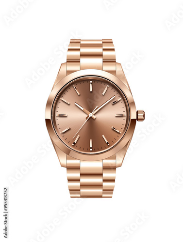 rose gold watch isolated on transparent background