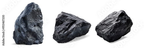 Black Obsidian Rock on a Transparent Background