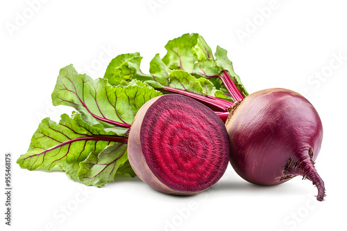 Red Beetroot with leaf isolated on white background