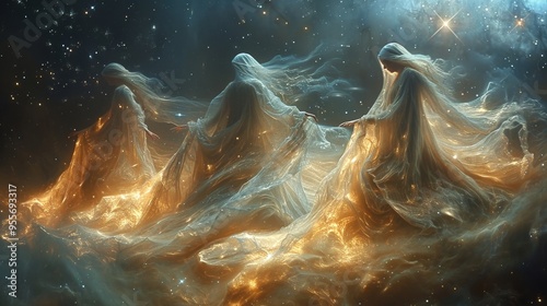 Nebulae pirouette in cosmic ballet