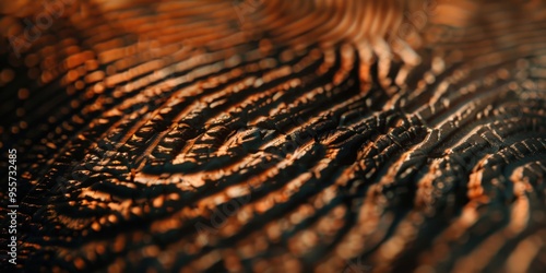 A macro shot of the human fingerprint, with high detail to show the unique patterns and whorls