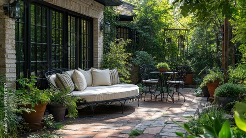 french country conservatory, a bright french-inspired conservatory with cozy daybed, greenery-filled pots, and a charming bistro set creates an inviting year-round outdoor space