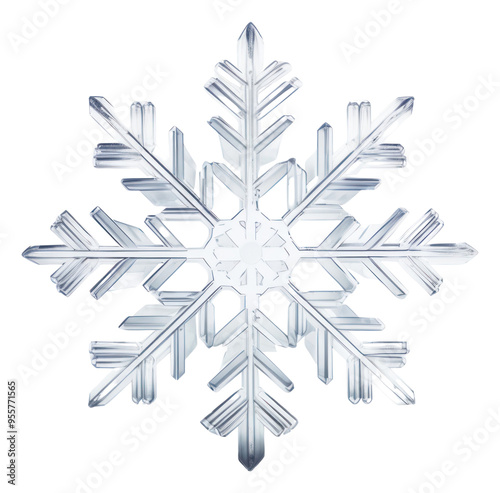 PNG 3d transparent glass render of snowflake white white background celebration.