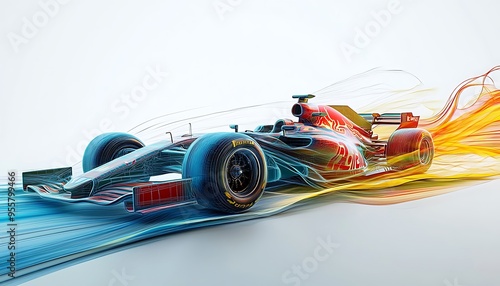 CFD Simulation of Airflow Around Formula 1 Car Highlighting Downforce and Drag