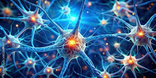 Abstract of synapses in the human brain , neurons, connections, brain cells