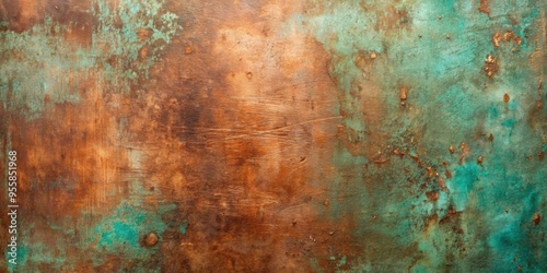 Weathered copper with a textured patina , aged, metal, oxidized, rustic, green, antique, vintage, surface, tarnished