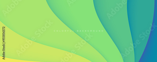 Colorful abstract lines shape on layers background blue and green gradient design vector