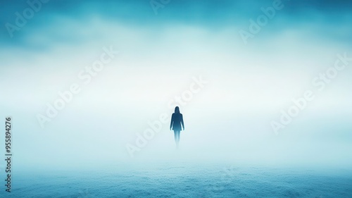 A person walking through a dense fog, with their figure fading into the mist, representing confusion and lack of direction