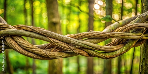 A close-up view of two intertwined branches in a forest , intertwined, nature, branches, close-up, forest, green