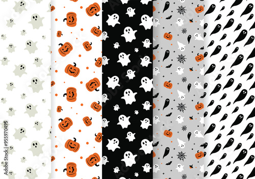 Cute Halloween Seamless pattern with. Repeating print for fabric, wrapping paper, textile. Vector illustration