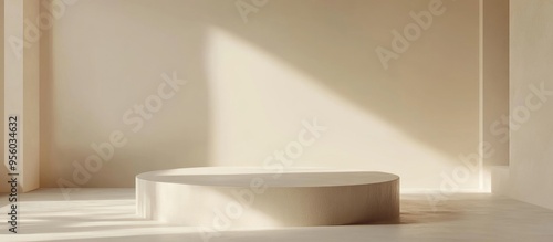 Empty podium against a neutral background Blank pedestal for product display Exhibition space 3D rendering