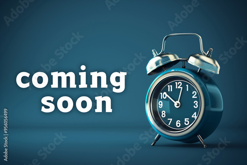 coming soon announcement page with classic alarm clock