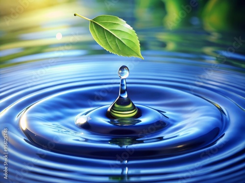 A tiny water droplet descends upon a leaf, triggering a gentle crescendo of ripples and a soft, calming