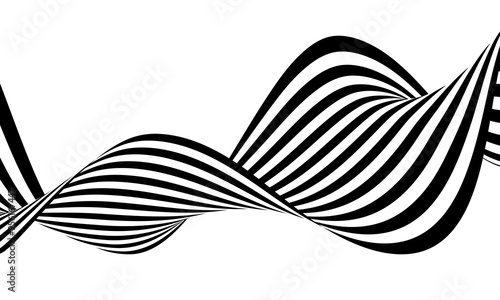 Abstract wavy background, black and white wavy stripes and lines.