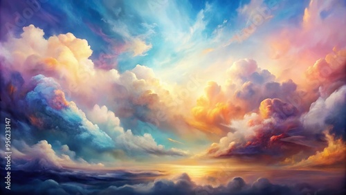 abstract cloudscape painting with soft colors and textures