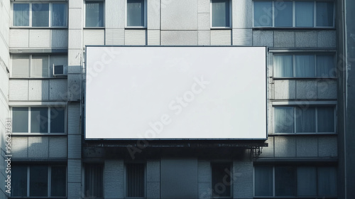 Billboard na budynku bez żadnych treści, stanowiący doskonałą przestrzeń na zewnętrzną reklamę lub baner informacyjny. 