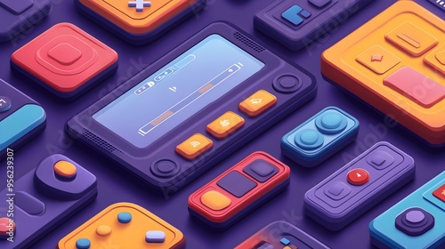 A flat design of a mobile game UI with consistent button sizes and line thickness