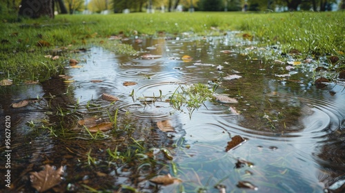 too compact and impermeable soil does not absorb water during rains and floods a lake was created in the park in the lawn which gradually infiltrates damage to the lawn long flooding water push