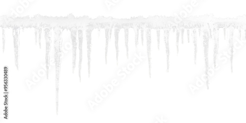 white hanging icicles frame border isolated on white or transparent png