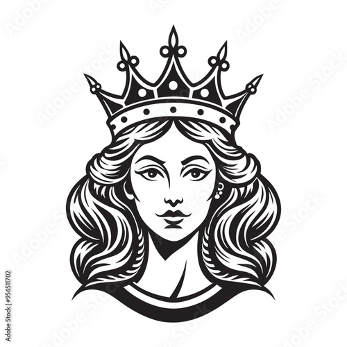  queen head black silhouette vector