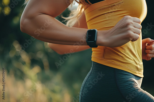 Cardio endurance exercises, use a fitness watch and an app. Runners athletes in fitness clothes. Motivation for the doric lifestyle