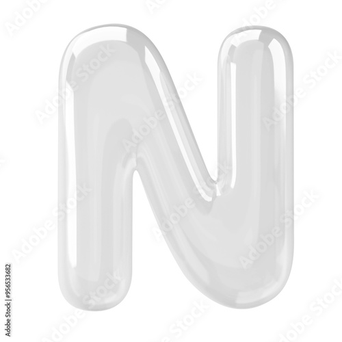 Letter N png 3D bubble alphabet, transparent background