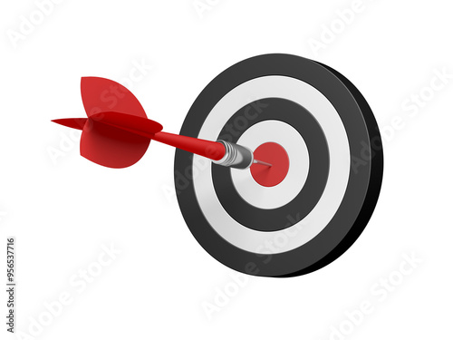 Dart and target. Isolated. Success. 3d illustration.