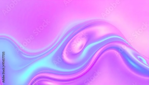 3D Colorful holographic abstract background. iridescent texture, liquid metal, wavy with shiny texture. purple and blue holo fluid shapes colorful background