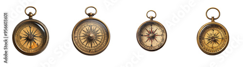 An antique compass isolated on a white background