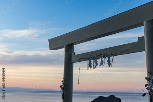 日本 三重県伊勢市二見浦にある二見興玉神社の鳥居