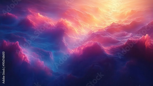 surreal aerial view of alien planet vibrant hues swirling across landscape exotic flora and fauna dot otherworldly terrain bathed in soft afternoon light creating dreamlike serenity