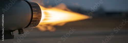 A close-up of the intense afterburner flame of a jet engine, highlighting the sheer power and energy being expelled.