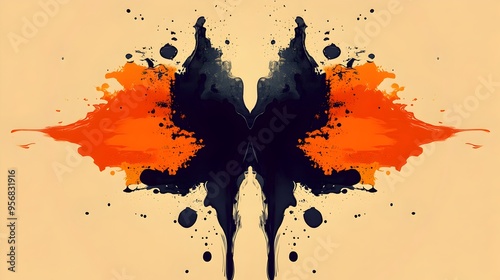 Mesmerizing Symmetrical Ink Splatter Rorschach-Inspired Abstract Art