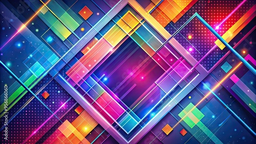 Abstract geometric background featuring a vibrant rectangle composed of intricate vectors, conveying a sense of modernity, technology, and dynamic visual harmony.