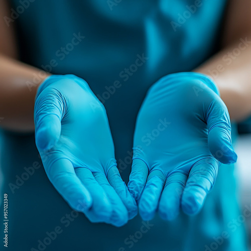 Nurse Preparing for Procedure: Close-Up of Sterile Glove Application