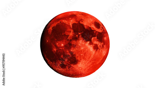 Red Moon Isolated on Transparent Background, PNG – Celestial, Lunar, Dramatic, Night Sky, Astronomical, Bold, Mystical, Vibrant, Cosmic