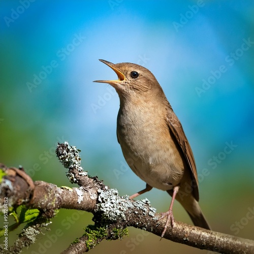 common nightingale (Luscinia megarhynchos), AI generated