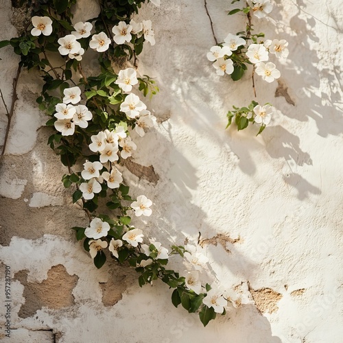 White flowers on the wall,flower