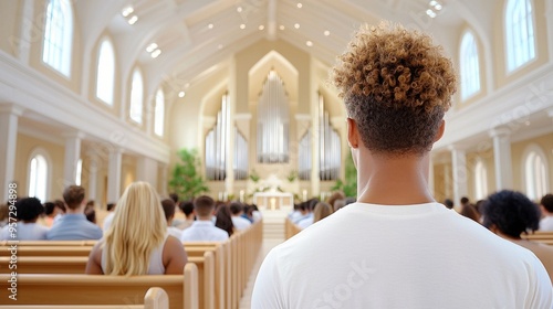 Spiritual Gathering: Congregation Singing Hymns in Sacred Church