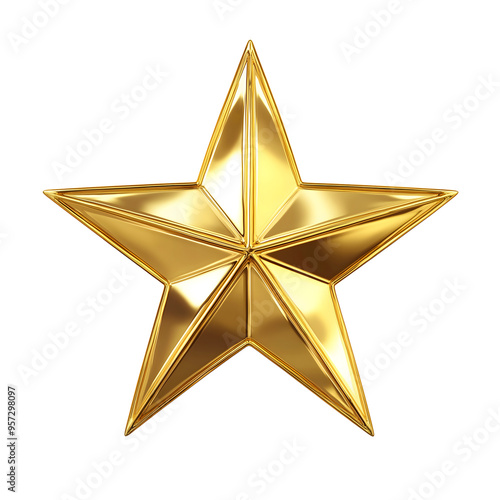 gold star isolated on transparent background Generative Ai.